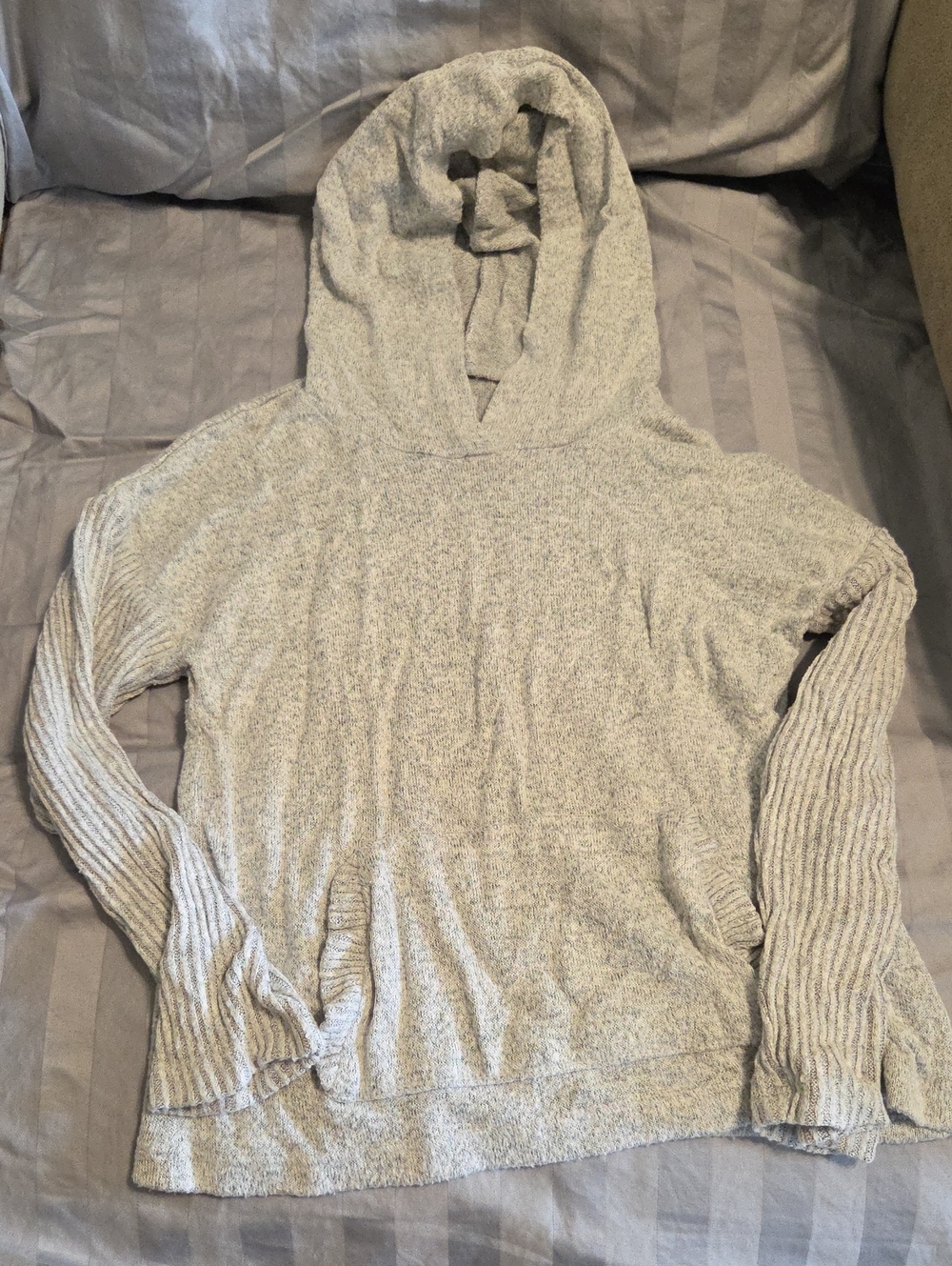 okie dokie Light Gray Crewneck Hoodie Sweater